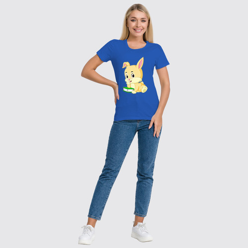 Заказать женскую футболку в Москве. Футболка классическая Кролик с книгой от skynatural - готовые дизайны и нанесение принтов.
