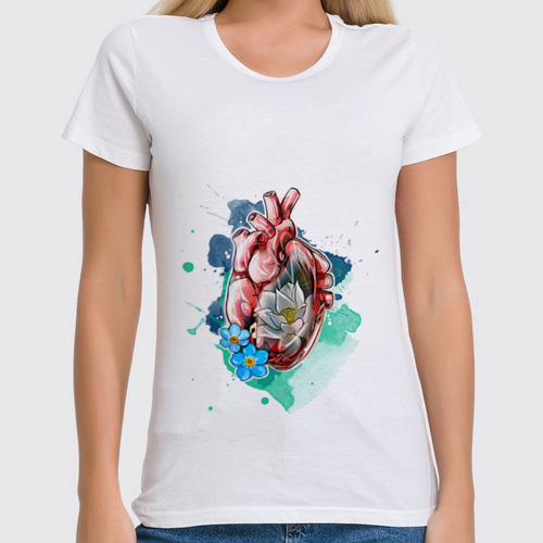 Заказать женскую футболку в Москве. Футболка классическая сердце  от krolya_spb@mail.ru - готовые дизайны и нанесение принтов.