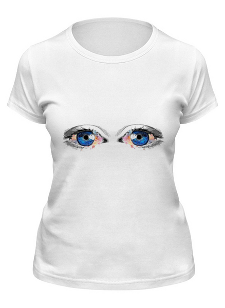 Заказать женскую футболку в Москве. Футболка классическая Глаза от reut.94@mail.ru - готовые дизайны и нанесение принтов.