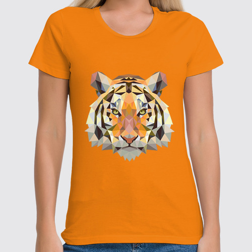 Заказать женскую футболку в Москве. Футболка классическая Полигональный тигр от oldman - готовые дизайны и нанесение принтов.