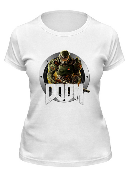 Заказать женскую футболку в Москве. Футболка классическая Логотип Doom от THE_NISE  - готовые дизайны и нанесение принтов.