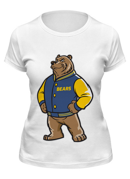 Заказать женскую футболку в Москве. Футболка классическая Медведь от fanart - готовые дизайны и нанесение принтов.