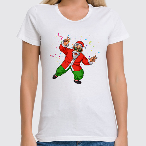 Заказать женскую футболку в Москве. Футболка классическая Master Roshi Santa от balden - готовые дизайны и нанесение принтов.