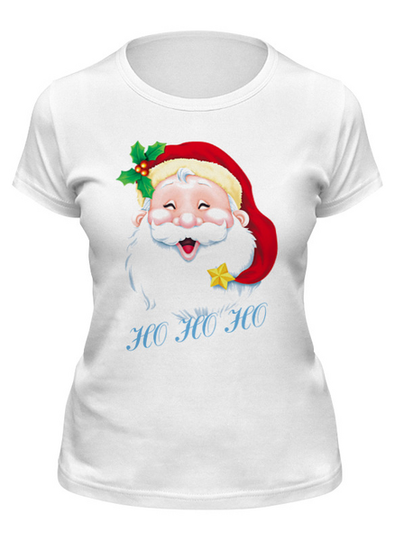Заказать женскую футболку в Москве. Футболка классическая Веселый Санта от Руслан - готовые дизайны и нанесение принтов.