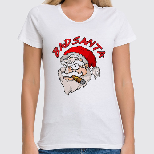 Заказать женскую футболку в Москве. Футболка классическая BadSanta от balden - готовые дизайны и нанесение принтов.