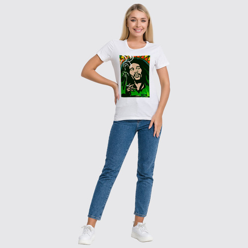 Заказать женскую футболку в Москве. Футболка классическая Боб Марлей от beeloff - готовые дизайны и нанесение принтов.