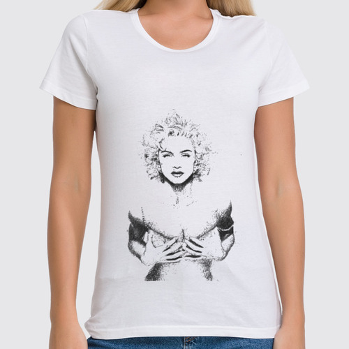 Заказать женскую футболку в Москве. Футболка классическая Мадонна от CoolDesign - готовые дизайны и нанесение принтов.