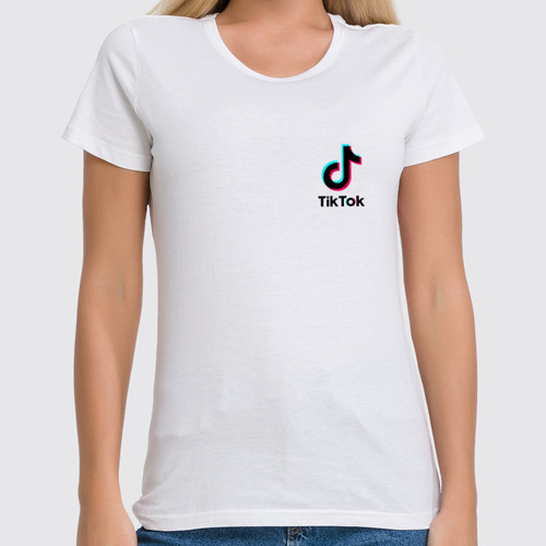 Заказать женскую футболку в Москве. Футболка классическая TikTok  от DESIGNER   - готовые дизайны и нанесение принтов.