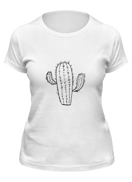 Заказать женскую футболку в Москве. Футболка классическая кактус от THE_NISE  - готовые дизайны и нанесение принтов.