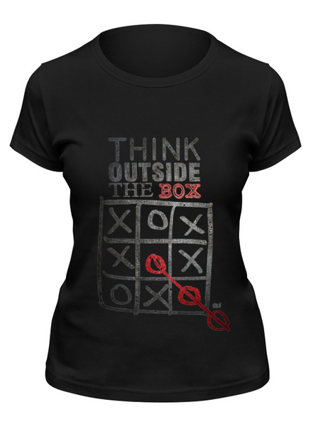 Заказать женскую футболку в Москве. Футболка классическая Think Outside The Box от OEX design - готовые дизайны и нанесение принтов.