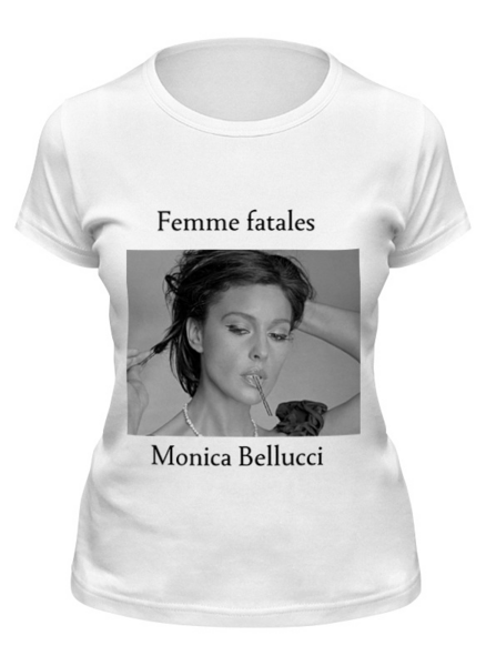 Заказать женскую футболку в Москве. Футболка классическая Monica Bellucci от Musskkaa - готовые дизайны и нанесение принтов.