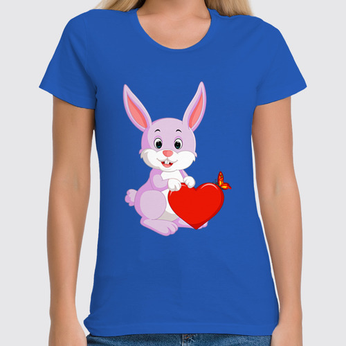 Заказать женскую футболку в Москве. Футболка классическая Сердечный кролик от skynatural - готовые дизайны и нанесение принтов.