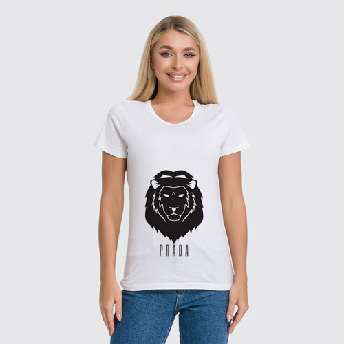 Заказать женскую футболку в Москве. Футболка классическая Prada Lion  от mardiyank - готовые дизайны и нанесение принтов.
