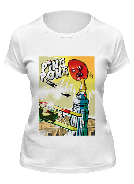 Заказать женскую футболку в Москве. Футболка классическая King Pong от kotashi - готовые дизайны и нанесение принтов.