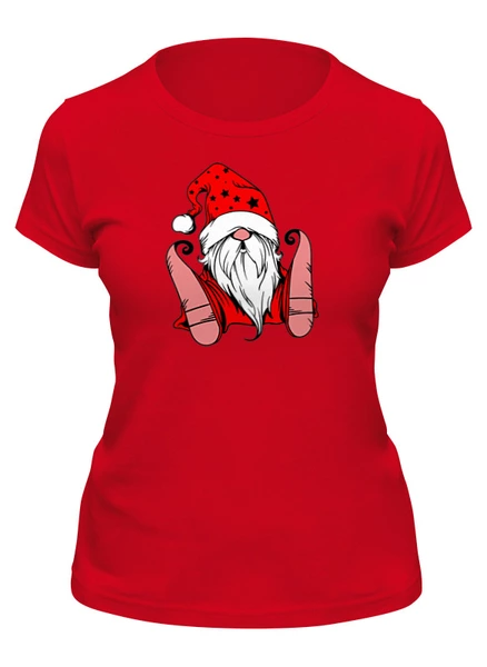 Заказать женскую футболку в Москве. Футболка классическая Рождественский гном от cooldesign  - готовые дизайны и нанесение принтов.