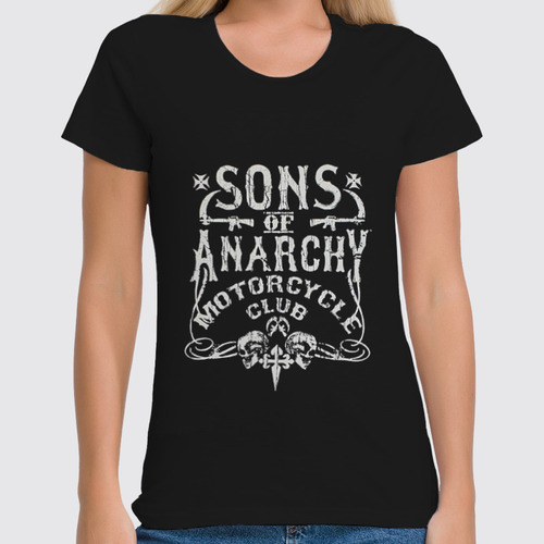 Заказать женскую футболку в Москве. Футболка классическая Sons of Anarchy от scrat29@yandex.ru - готовые дизайны и нанесение принтов.