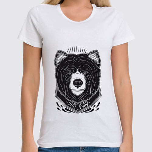 Заказать женскую футболку в Москве. Футболка классическая Медведь от Weed Stuff`a - готовые дизайны и нанесение принтов.