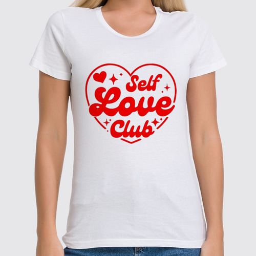 Заказать женскую футболку в Москве. Футболка классическая Self Love Club от Александр Серебренников - готовые дизайны и нанесение принтов.