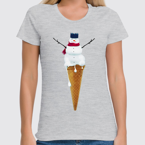 Заказать женскую футболку в Москве. Футболка классическая Снеговик от printik - готовые дизайны и нанесение принтов.