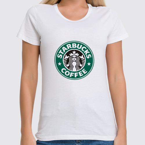 Заказать женскую футболку в Москве. Футболка классическая Starbucks от Дмитрий Кротов - готовые дизайны и нанесение принтов.