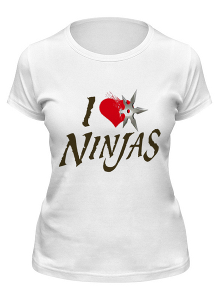 Заказать женскую футболку в Москве. Футболка классическая I love ninjas от Leichenwagen - готовые дизайны и нанесение принтов.