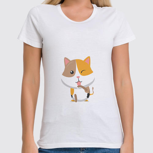 Заказать женскую футболку в Москве. Футболка классическая Котёнок от Amerikanka - готовые дизайны и нанесение принтов.