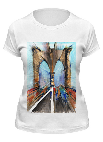 Заказать женскую футболку в Москве. Футболка классическая Бруклинский мост от artoutloop - готовые дизайны и нанесение принтов.