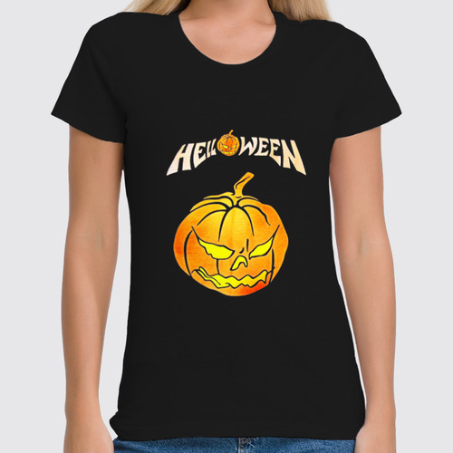 Заказать женскую футболку в Москве. Футболка классическая Helloween ( rock band ) от Leichenwagen - готовые дизайны и нанесение принтов.
