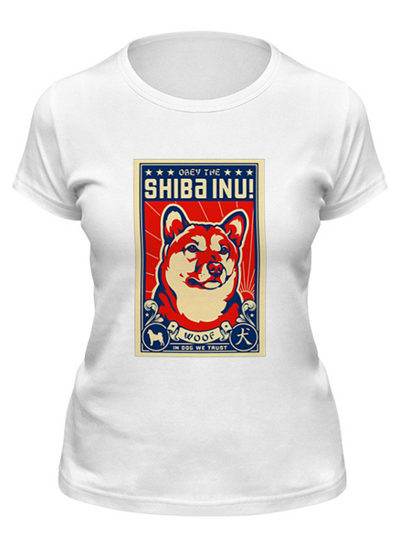 Заказать женскую футболку в Москве. Футболка классическая Собака: SHBA INU от Виктор Гришин - готовые дизайны и нанесение принтов.