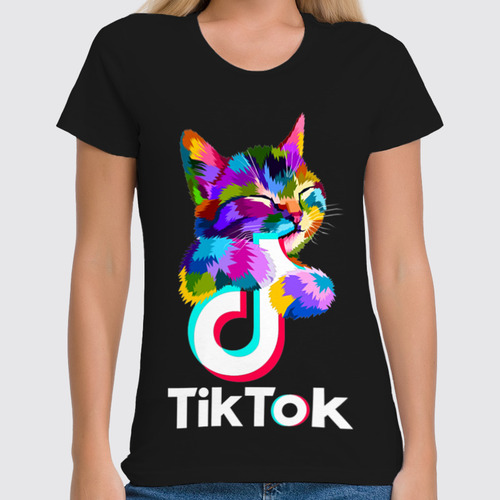 Заказать женскую футболку в Москве. Футболка классическая TIK TOK (Tik Tok video) от vista12761@rambler.ru - готовые дизайны и нанесение принтов.