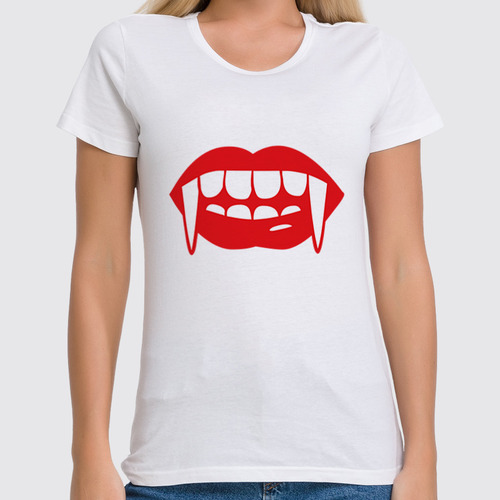 Заказать женскую футболку в Москве. Футболка классическая Vampire Lips от Jimmy Flash - готовые дизайны и нанесение принтов.