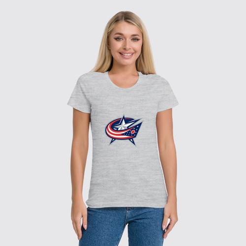 Заказать женскую футболку в Москве. Футболка классическая Columbus Blue Jackets / NHL USA от KinoArt - готовые дизайны и нанесение принтов.
