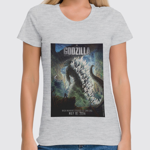 Заказать женскую футболку в Москве. Футболка классическая Godzilla / Годзилла от KinoArt - готовые дизайны и нанесение принтов.