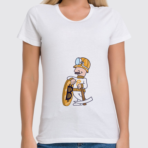 Заказать женскую футболку в Москве. Футболка классическая Bitcoin Miner от kvlr.rss - готовые дизайны и нанесение принтов.