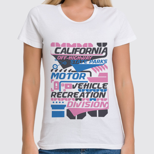 Заказать женскую футболку в Москве. Футболка классическая California Motor от balden - готовые дизайны и нанесение принтов.