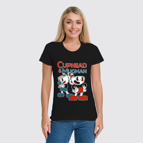 Заказать женскую футболку в Москве. Футболка классическая Cuphead and Mugman от geekbox - готовые дизайны и нанесение принтов.