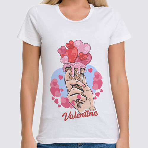 Заказать женскую футболку в Москве. Футболка классическая Valentine's Day от Media M  - готовые дизайны и нанесение принтов.