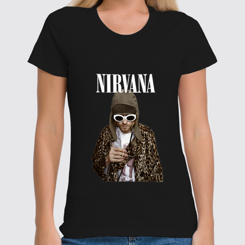 Заказать женскую футболку в Москве. Футболка классическая Nirvana Kurt Cobain  от rancid - готовые дизайны и нанесение принтов.