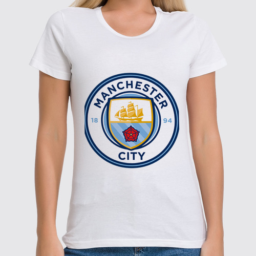 Заказать женскую футболку в Москве. Футболка классическая Manchester City от Polilog - готовые дизайны и нанесение принтов.