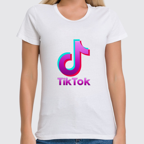 Заказать женскую футболку в Москве. Футболка классическая TIK TOK (Tik Tok video) от vista12761@rambler.ru - готовые дизайны и нанесение принтов.