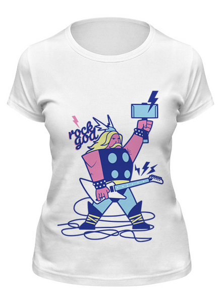 Заказать женскую футболку в Москве. Футболка классическая Бог Рока (Rock God) от coolmag - готовые дизайны и нанесение принтов.