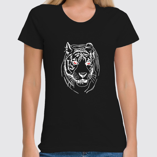 Заказать женскую футболку в Москве. Футболка классическая зверье тигр 2 от сергей дудников - готовые дизайны и нанесение принтов.