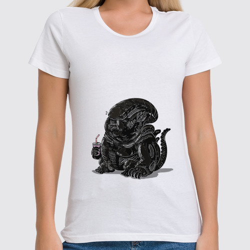 Заказать женскую футболку в Москве. Футболка классическая Fat Alien от priceless - готовые дизайны и нанесение принтов.