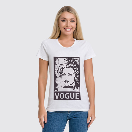 Заказать женскую футболку в Москве. Футболка классическая Мадонна (Vogue) от coolmag - готовые дизайны и нанесение принтов.