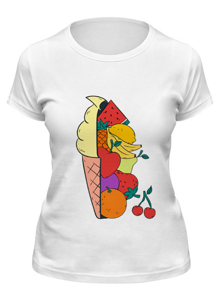 Заказать женскую футболку в Москве. Футболка классическая Мороженое фрукты от zen4@bk.ru - готовые дизайны и нанесение принтов.