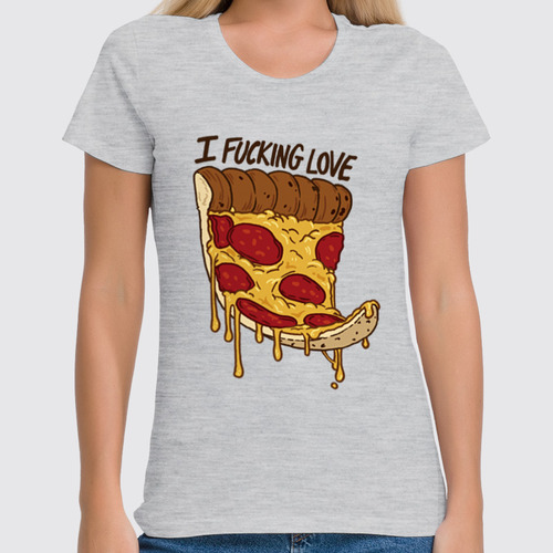 Заказать женскую футболку в Москве. Футболка классическая Я чертовски люблю пиццу  от Nos  - готовые дизайны и нанесение принтов.