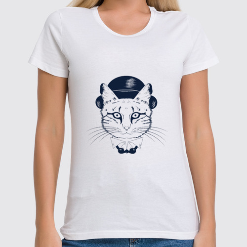 Заказать женскую футболку в Москве. Футболка классическая The cat in the hat от Lisska - готовые дизайны и нанесение принтов.