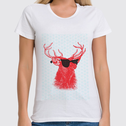 Заказать женскую футболку в Москве. Футболка классическая Deer от хэлен - готовые дизайны и нанесение принтов.