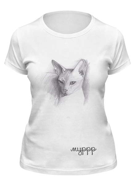 Заказать женскую футболку в Москве. Футболка классическая кошка муррр (1) от Полина  - готовые дизайны и нанесение принтов.