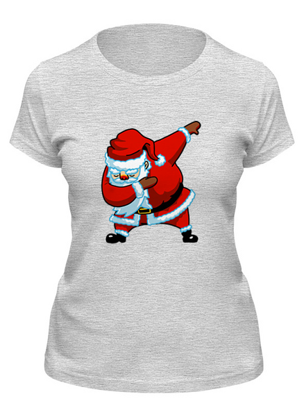 Заказать женскую футболку в Москве. Футболка классическая Dabbing Santa от skynatural - готовые дизайны и нанесение принтов.